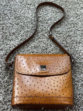 Tan Crossbody Shoulder Bag - Women's Leather Ostrich-Style Purse